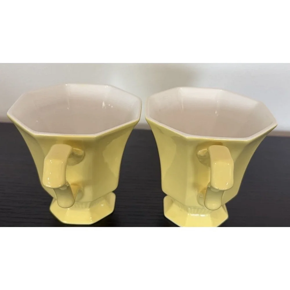 Set Of 2 Vintage Independence Ironstone Interpace Japan Yellow Coffee Cups